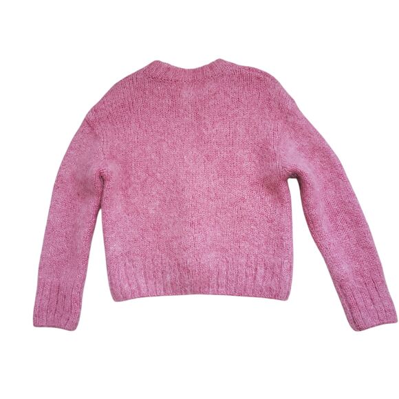 H&M Oversized Knit Sweater Womens Small Pink Mohair Wool Chunky Fuzzy Jumper - Picture 7 of 11